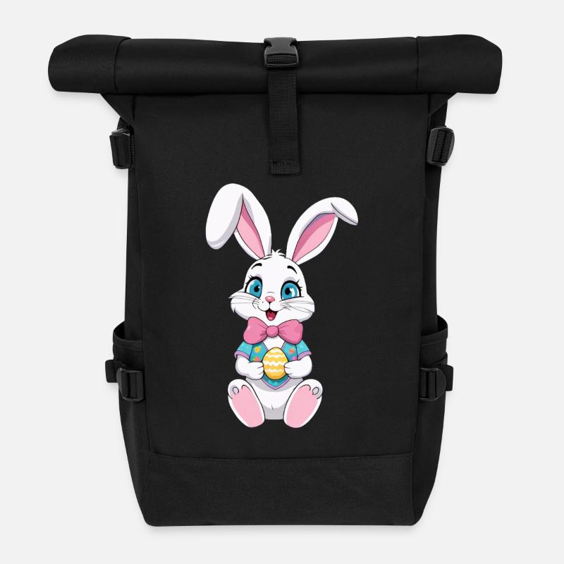 Easter bunny with Easter eggs - Roll Top Backpack - black