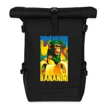 shimpanzinni bananini,shimpanse,banana,graffiti - Roll Top Backpack - black - Front