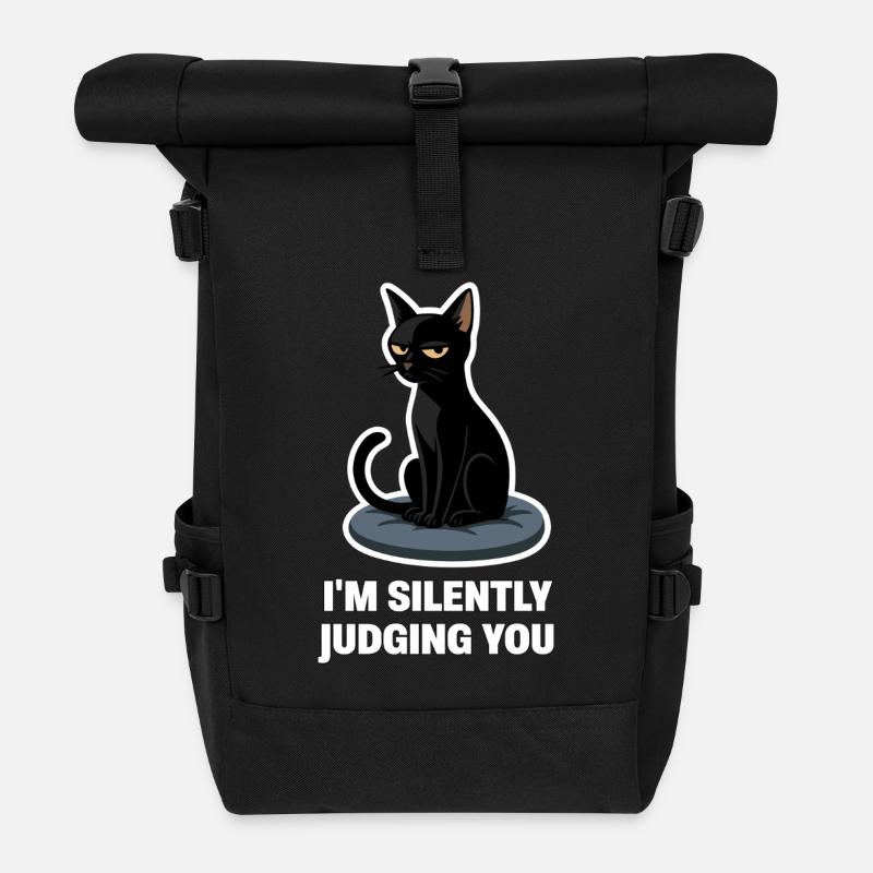 Ich verurteile dich nur – sarkastisches Black Cat Design - Rolltop Rucksack - Schwarz
