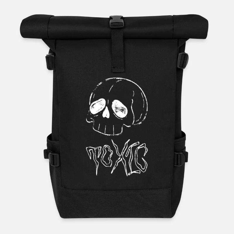 Toxic Skull Punk - Roll Top Backpack - black