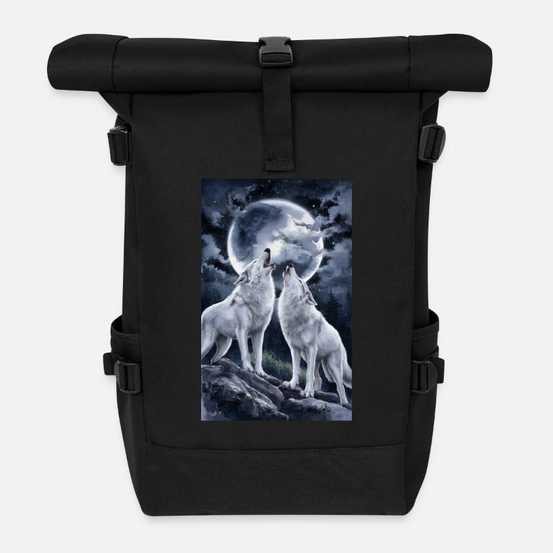 Wölfe Willkommen - Rolltop Rucksack - Schwarz