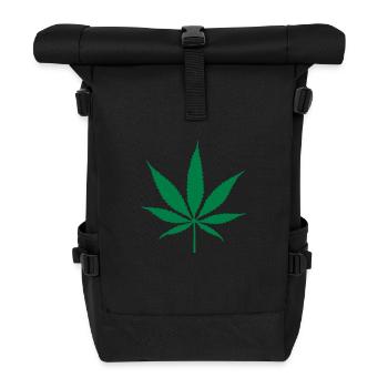 weed leaf - Roll Top Backpack - black - Front