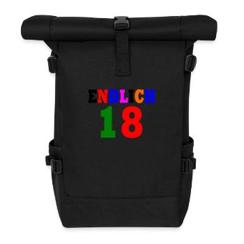 Endlich 18 - Rolltop Rucksack - Schwarz - Vorne