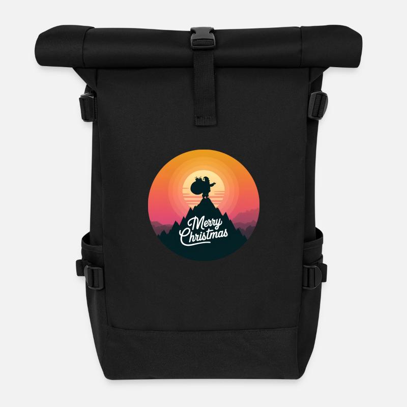 Weihnachtsmann auf dem Berg Merry Christmas - Rolltop Rucksack - Schwarz