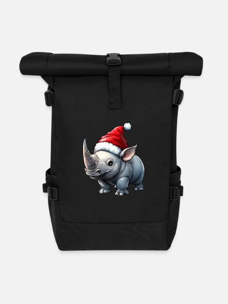 Nashörner Weihnachten / Weihnachtsmann Nashorn - Rolltop Rucksack - Schwarz