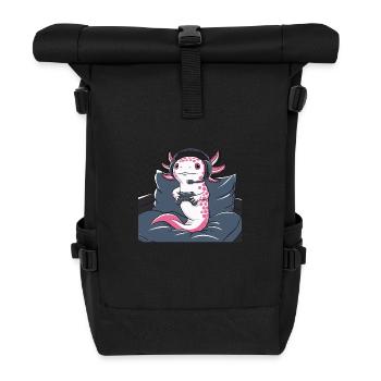 Axolotl Gamer Design – Video Game Lover Design - Roll Top Backpack - black - Front