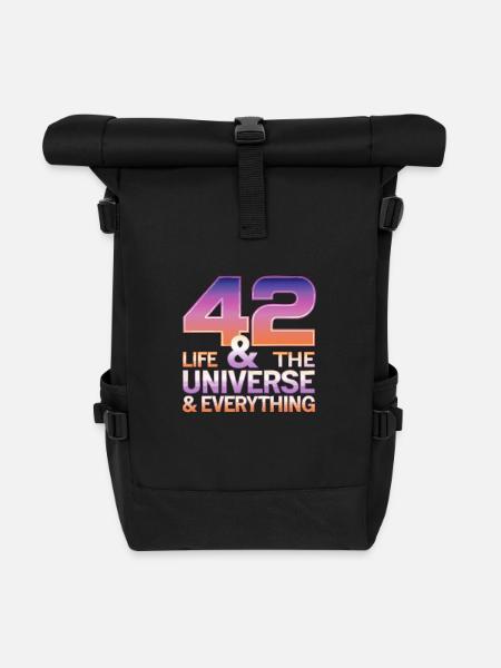 Life Universe Everything 42 Antwort - Rolltop Rucksack - Schwarz