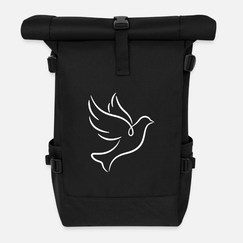 Friedenstaube Linienkunst - Rolltop Rucksack - Schwarz