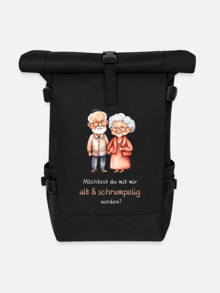 Möchtest du mit mir alt und schrumpelig werden? - Rolltop Rucksack - Schwarz