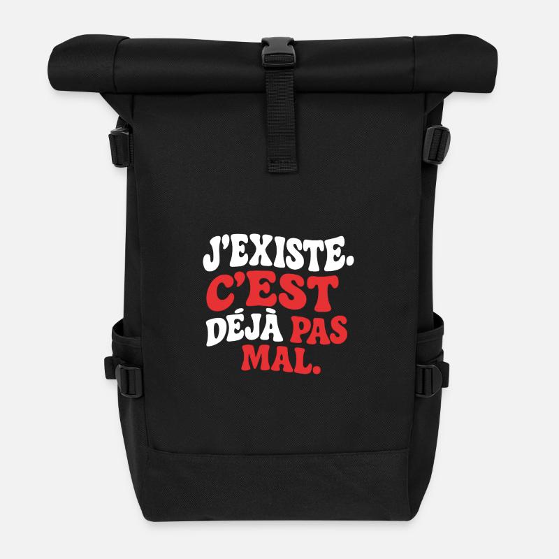 J’existe C’est déjà pas mal drôle rétro Humour - Sac à dos roll top - noir
