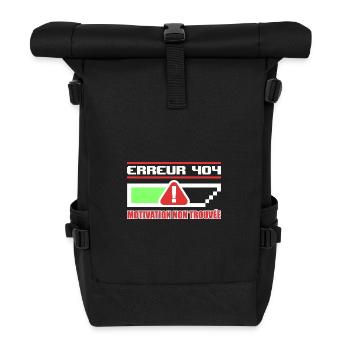 Erreur 404 motivation non trouvée,Geek,Gamer - Sac à dos roll top - noir - Devant