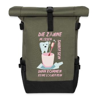 Pediatric dentist saying - Roll Top Backpack - olive/black - Front