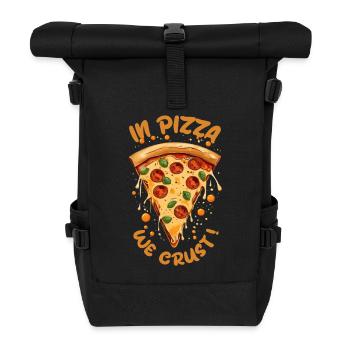 DANS PIZZA ON CROÛTE, TRANCHE DE PIZZA AU PEPPERONI VIBRANTE - Sac à dos roll top - noir - Devant