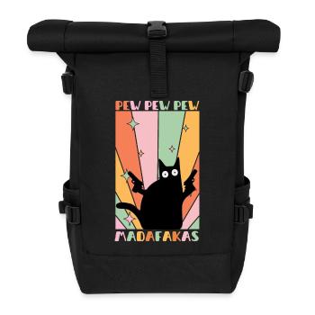 Pew Pew Madafakas Funny Cat Design - Roll Top Backpack - black - Front