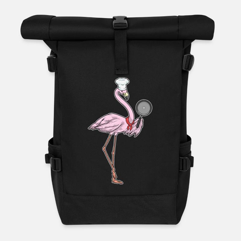 Flamingo Koch Pfanne Kochen - Rolltop Rucksack - Schwarz