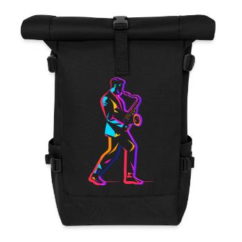 90s saxophone player - Roll Top Backpack - black - Front