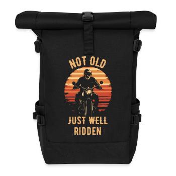 Motorrad Vintage Pensionär Rentner - Rolltop Rucksack - Schwarz - Vorne