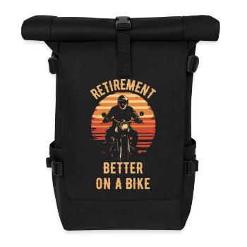 Motorrad Vintage Pensionär Rentner - Rolltop Rucksack - Schwarz - Vorne