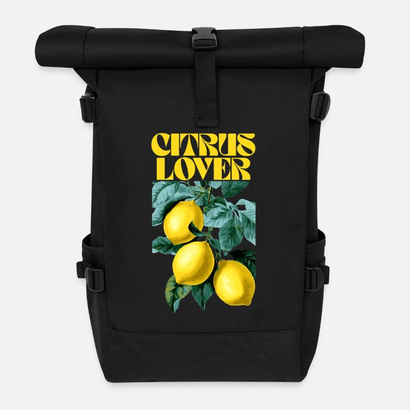 Amateur d’agrumes Design botanique - Sac à dos roll top - noir