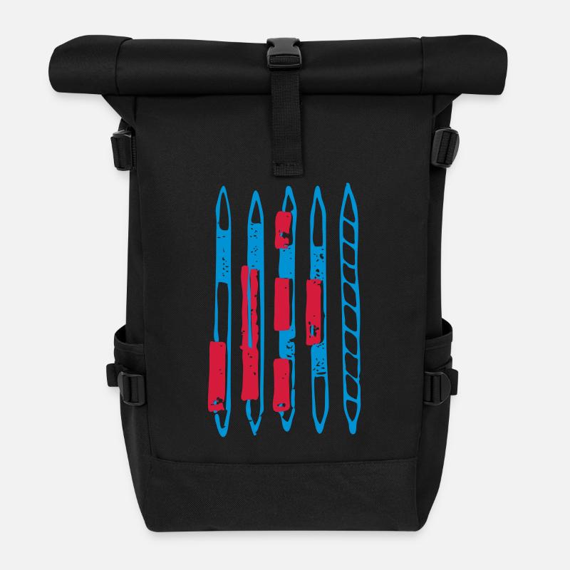 Blaurote Stäbe, Mikado - Rolltop Rucksack - Schwarz