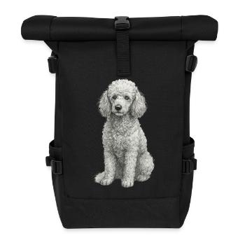 Poodle Dog in Hand Drawing style - Roll Top Backpack - black - Front