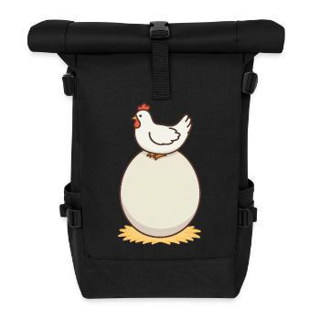 Chicken and egg - Roll Top Backpack - black - Front