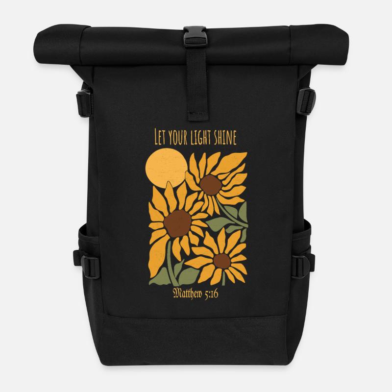 Let Your Light Shine – Matthew 5:16 - Roll Top Backpack - black