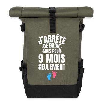 Lustige Schwangerschaftsankündigung - Humor Werdende Mama 2026 - Rolltop Rucksack - Olive/Schwarz - Vorne