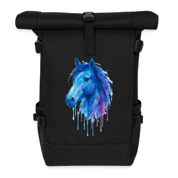 Watercolor Horse - Horseback Riding - Roll Top Backpack - black - Front