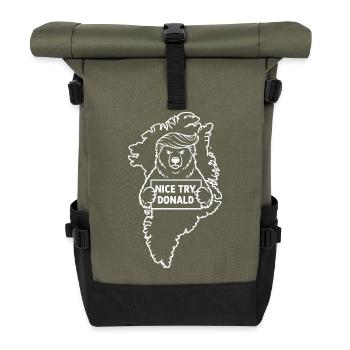 Greenland: Nice try, Donald - Roll Top Backpack - olive/black - Front
