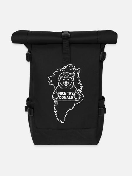 Greenland: Nice try, Donald - Roll Top Backpack - black