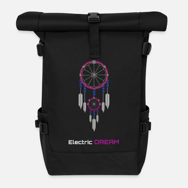 Neon Dreamcatcher - Roll Top Backpack - black