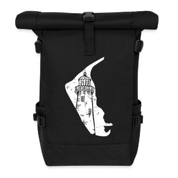 Amrum North Sea Lighthouse Silhouette Grunge - Roll Top Backpack - black - Front