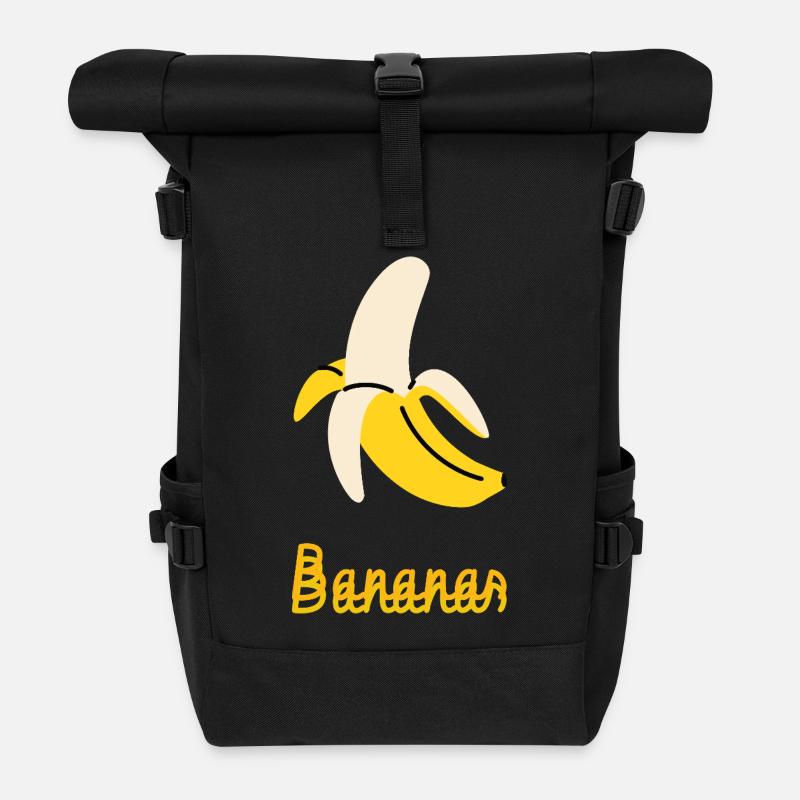 Banana Pop Art Graphic - Funny Banana Fruit Design - Roll Top Backpack - black
