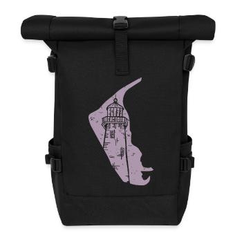 Amrum North Sea Lighthouse Silhouette Grunge - Roll Top Backpack - black - Front