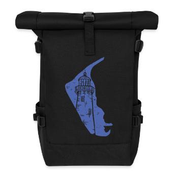 Amrum North Sea Lighthouse Silhouette Grunge - Roll Top Backpack - black - Front