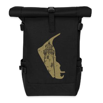 Amrum North Sea Lighthouse Silhouette Grunge - Roll Top Backpack - black - Front