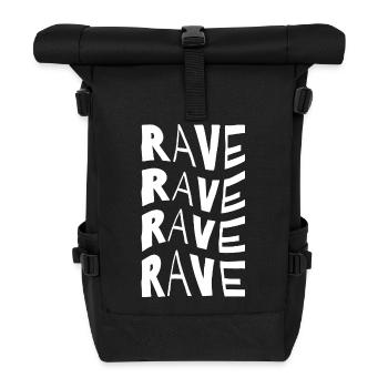 Rave Repeat Typografie - Rolltop Rucksack - Schwarz - Vorne