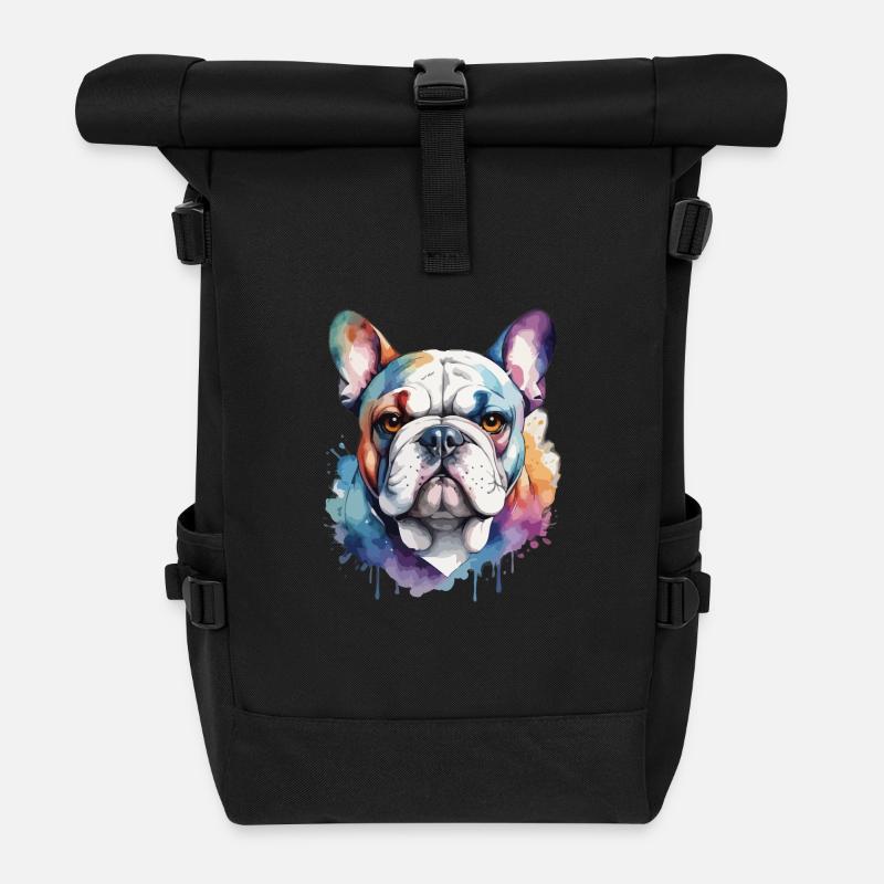 Französische Bulldogge Cool Cool Bunt - Rolltop Rucksack - Schwarz