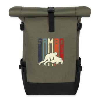 Combattant de sambo vintage rétro - Sac à dos roll top - olive/noir - Devant