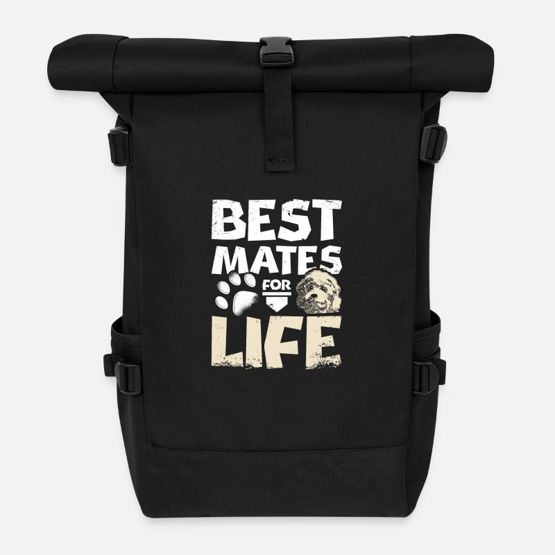 Best mates for life cockapoo - Roll Top Backpack - black