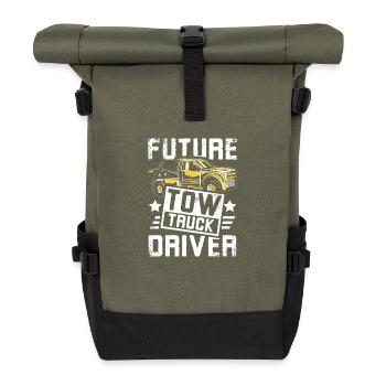 Future Tow truck driver - Roll Top Backpack - olive/black - Front