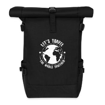 Let's travel the world together, couple traveling - Rolltop Rucksack - Schwarz - Vorne