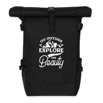 Go outside explore the beauty travel - Rolltop Rucksack - Schwarz - Vorne