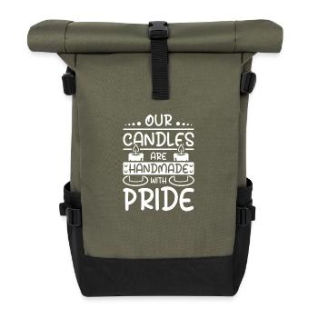 Our candles are handmade with pride - Rolltop Rucksack - Olive/Schwarz - Vorne