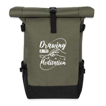 Drawing is my meditation - Rolltop Rucksack - Olive/Schwarz - Vorne