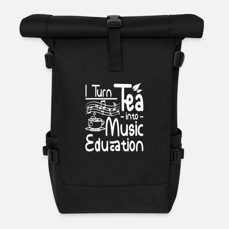 I turn tea into music education - Rolltop Rucksack - Schwarz