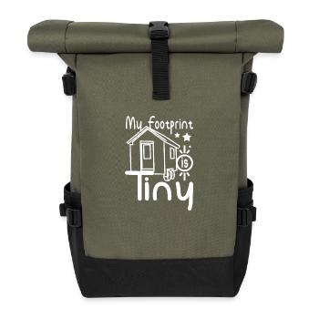 Tiny House My footprint is tiny - Roll Top Backpack - olive/black - Front