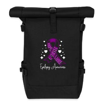 Hope faith love, epilepsy awareness - Roll Top Backpack - black - Front