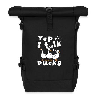 Oui, je parle aux canards - Sac à dos roll top - noir - Devant